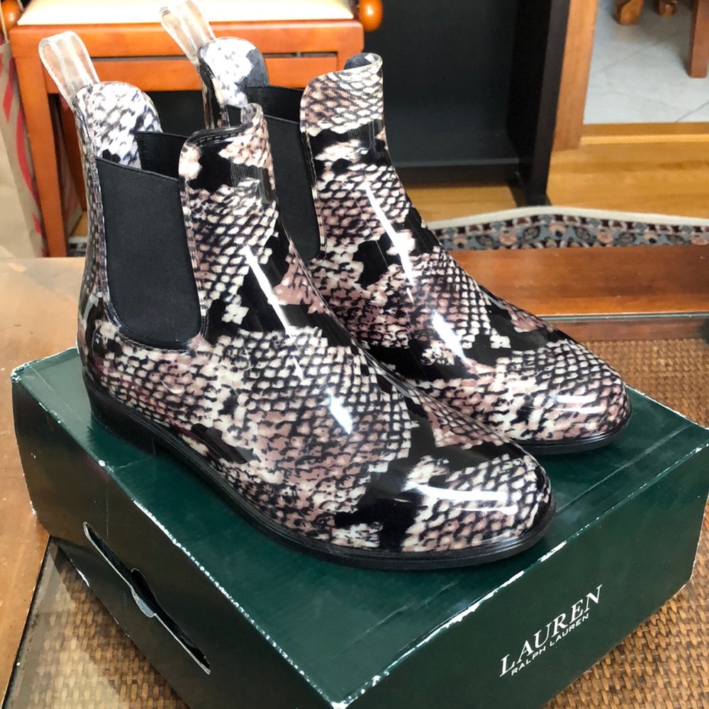 RALPH LAUREN Women's Tally Rain Boot - Snake Print